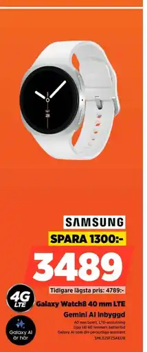 Power Samsung 4g galaxy watch8 40 mm lte gemini al inbyggd erbjuda