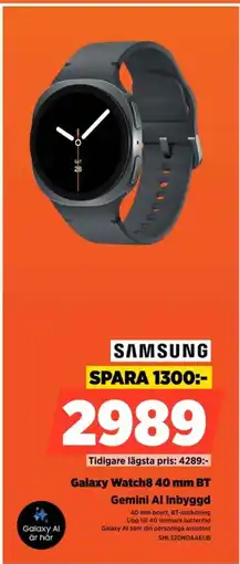 Power SAMSUNG Galaxy Watch8 40 mm BT Gemini Al inbyggd erbjuda