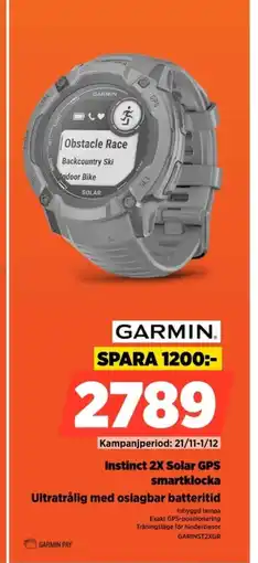 Power Garmin instinct 2x solar gps smartklocka ultratrålig med oslagbar batteritid erbjuda