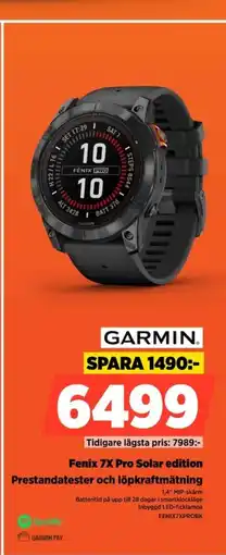 Power Fenix 7X Pro Solar edition Prestandatester och löpkraftmätning erbjuda