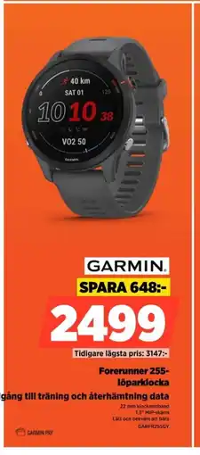 Power GARMIN Forerunner 255- löparklocka Tillgång till träning och återhämtning data erbjuda