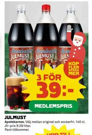 JULMUST, Medlemspris
