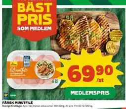 Coop FÄRSK MINUTFILÉ, Medlemspris erbjuda