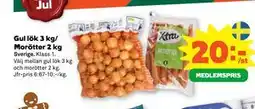 Stora Coop Gul lök 3 kg/Morötter 2 kg, Medlemspris erbjuda