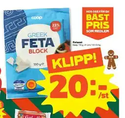 Stora Coop Fetaost, SEK 20 erbjuda