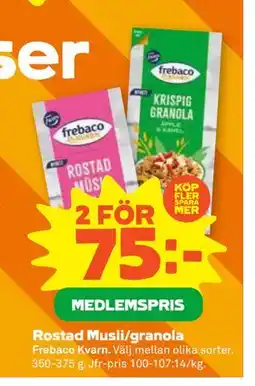 Stora Coop Rostad Musli/granola, Medlemspris erbjuda