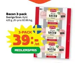Stora Coop Bacon 3-pack, Medlemspris erbjuda