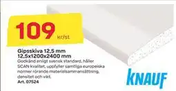 Byggmax Gipsskiva 12,5 mm 12,5x1200x2400 mm, SEK 109 erbjuda