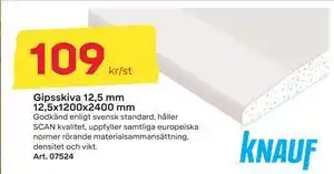 Byggmax Gipsskiva 12,5 mm 12,5x1200x2400 mm, SEK 109 erbjuda