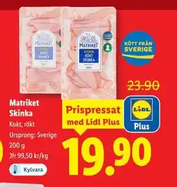Lidl Matriket Skinka, Pris i appen erbjuda