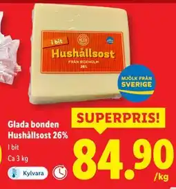 Lidl Glada bonden Hushållsost 26%, SEK 84.9 erbjuda
