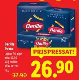 Lidl Barilla Pasta, SEK 26.9 erbjuda