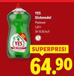 Lidl YES Diskmedel, SEK 64.9 erbjuda