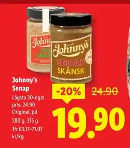 Lidl Johnny’s Senap, SEK 19.9 erbjuda