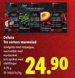 Lidl Deluxe Tre sorters marmelad, SEK 24.9 erbjuda