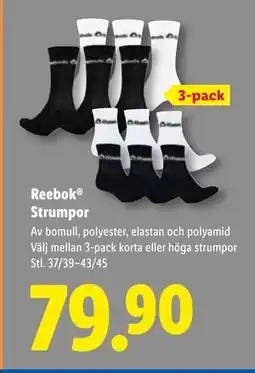Lidl Reebok Strumpor, SEK 79.9 erbjuda