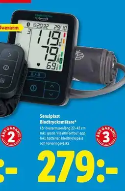 Lidl Sensiplast Blodtrycksmätare, SEK 279 erbjuda