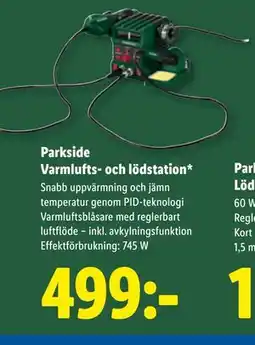 Lidl Parkside Varmlufts- och lödstation, SEK 499 erbjuda