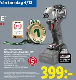 Lidl Parkside Performance Batteridriven slagskruvdragare 20 V, SEK 399 erbjuda