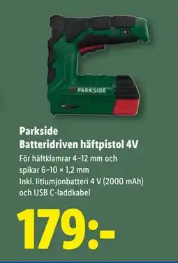 Lidl Parkside Batteridriven häftpistol 4V, SEK 179 erbjuda