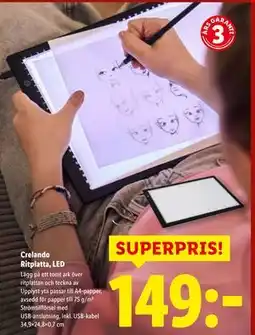 Lidl Crelando Ritplatta, LED, SEK 149 erbjuda