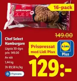 Lidl Chef Select Hamburgare, Pris i appen erbjuda