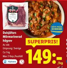 Lidl Dalsjöfors Mörmarinerad högrev, SEK 149 erbjuda