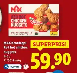 Lidl MAX Kronfågel Red hot chicken nuggets, SEK 59.9 erbjuda