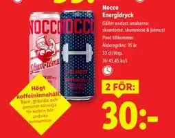 Lidl Nocco Energidryck, SEK 30 erbjuda