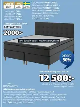 JYSK HEMLA kontinentalsäng grå-40, SEK 12500 erbjuda