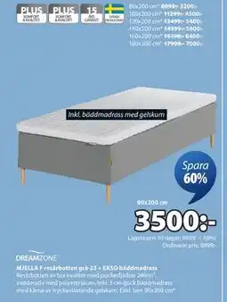 JYSK MJELLA F resårbotten grå-23 + EKSO bäddmadrass, SEK 3500 erbjuda