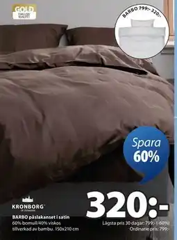 JYSK BARBO påslakanset i satin, SEK 320 erbjuda