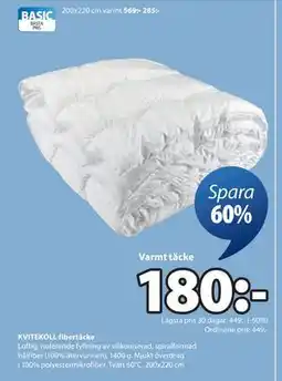 JYSK KVITEKOLL fibertäcke erbjuda