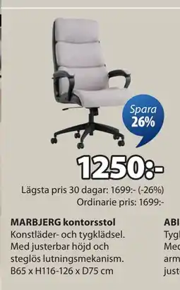 JYSK MARBJERG kontorsstol, SEK 1250 erbjuda