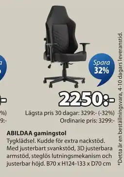 JYSK ABILDAA gamingstol, SEK 2250 erbjuda