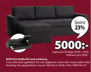 MARSLEV bäddsoffa med schäslong, SEK 5000