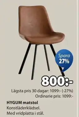 JYSK HYGUM matstol, SEK 800 erbjuda