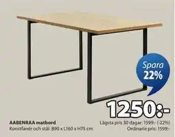 JYSK AABENRAA matbord, SEK 1250 erbjuda