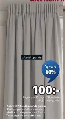 JYSK AMUNGEN ljusdämpande gardin, SEK 100 erbjuda