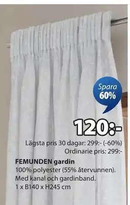 JYSK FEMUNDEN gardin, SEK 120 erbjuda