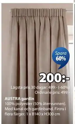 JYSK AUSTRA gardin, SEK 200 erbjuda