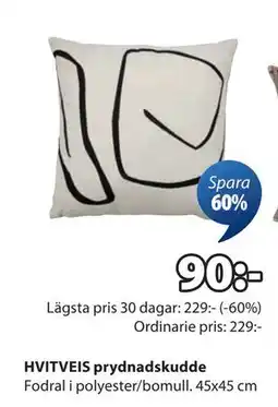 JYSK HVITVEIS prydnadskudde, SEK 90 erbjuda