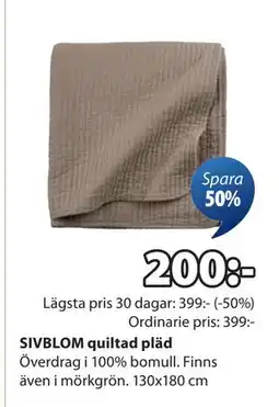 JYSK SIVBLOM quiltad pläd, SEK 200 erbjuda