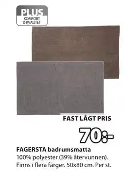 JYSK FAGERSTA badrumsmatta, SEK 70 erbjuda