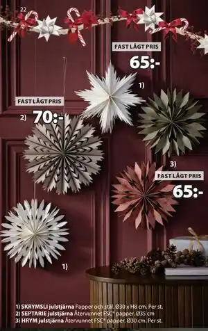 JYSK SKRYMSLI julstjärna, SEK 65 erbjuda