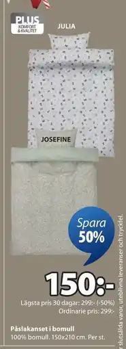 JYSK Påslakanset i bomull, SEK 150 erbjuda