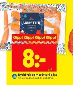 ICA Kvantum ICA Nyskördade morötter i påse erbjuda