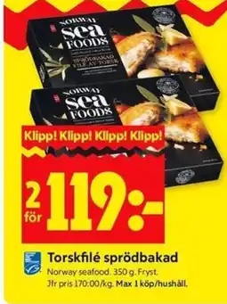 ICA Kvantum Torskfilé sprödbakad erbjuda