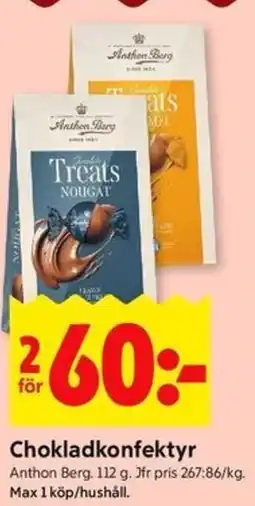 ICA Kvantum Anthon Berg Chokladkonfektyr erbjuda