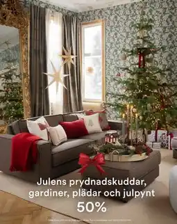 Hemtex Julens prydnadskuddar, gardiner, plädar och julpynt erbjuda